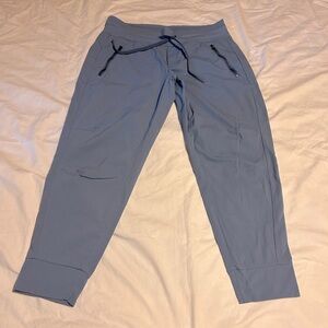 Slate blue, Athleta cropped joggers. Size 8 petite.